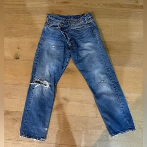 R13 Crossover Fit Distressed Denim